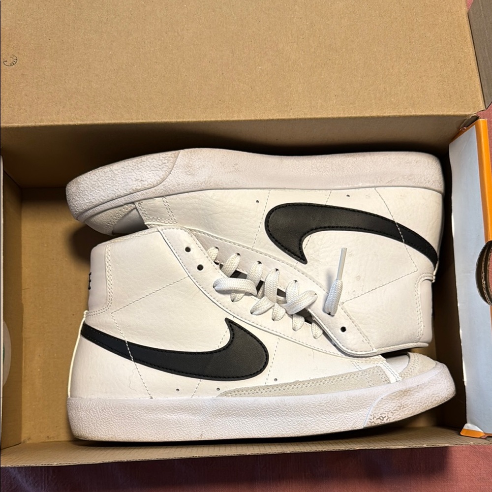 Nike White and Black High-Top Sneakers
